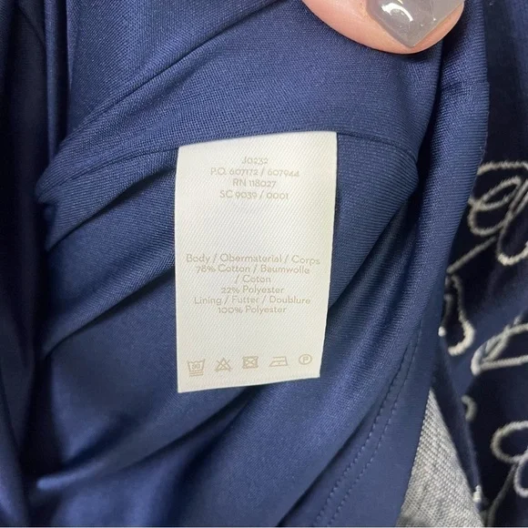 Boden Climbing Ivy Newlyn Dress Navy Blue Size 6 Jacquard Fluted Sleeves JQ232 - Picture 9 of 10